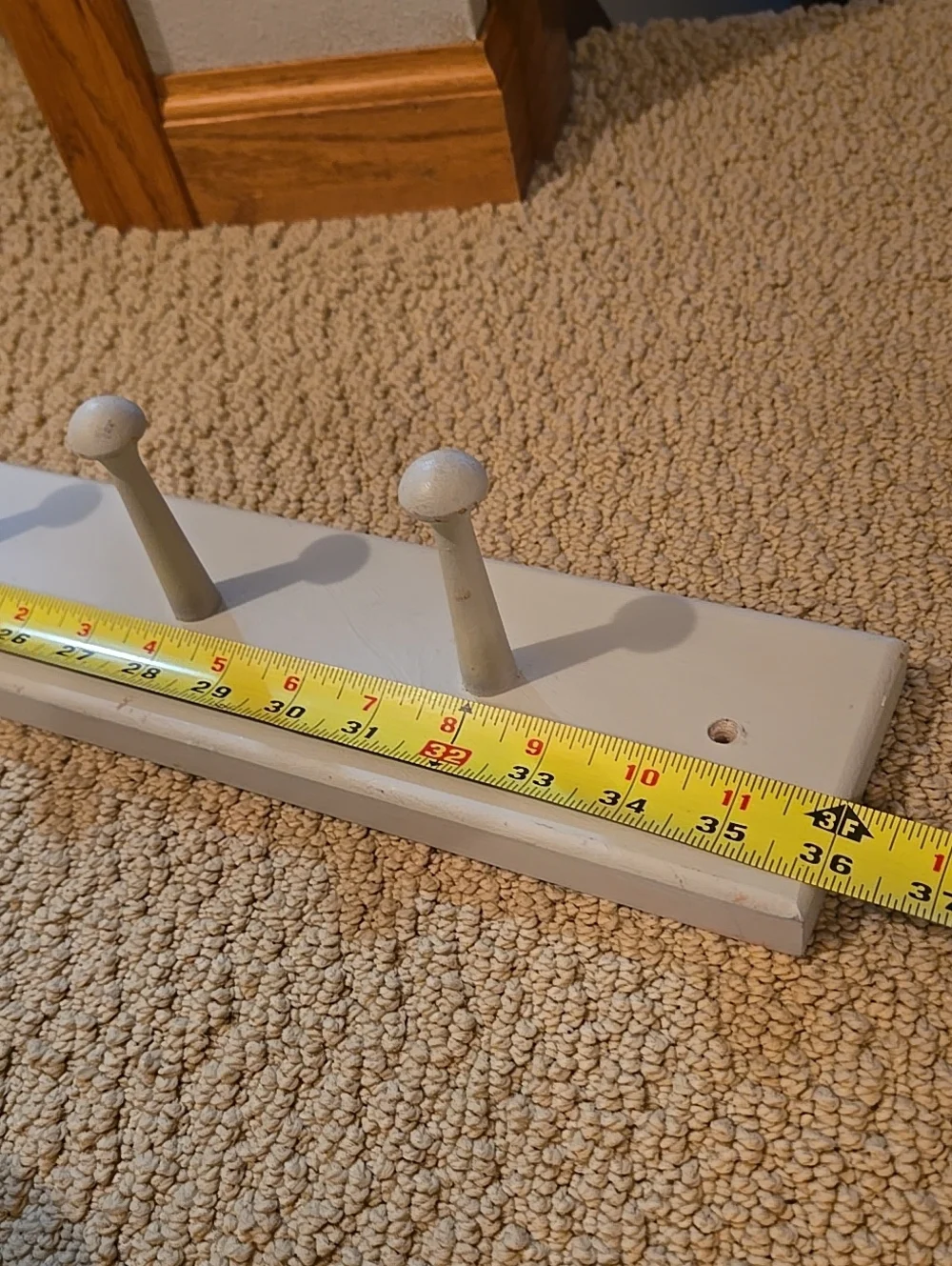 Farmhouse modern Wooden Coat shoe hat purse painted light gray wall Rack 8 Peg